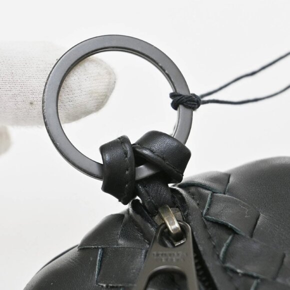 BOTTEGA VENETA Intrecciato Chain Coin Case Wallet Leather Black Italy - Picture 7 of 11